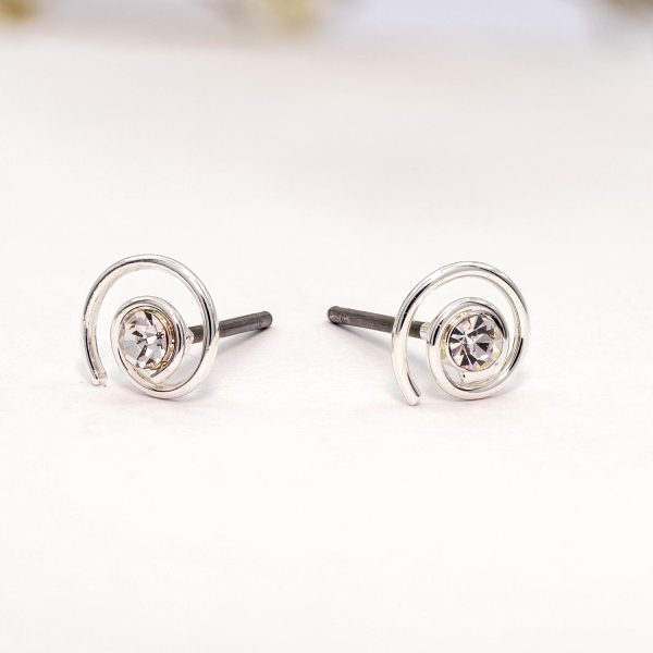 Silver Swirl Earrings with Clear / Amethyst Crystal - 2024 02 02 13 01 52 BR8S4 copy