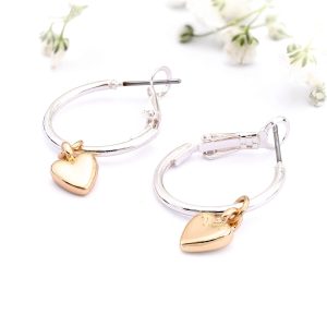 20mm Two Tone Heart Hoops