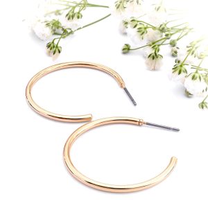 28mm Medium Gold Posted Hoop Earrings