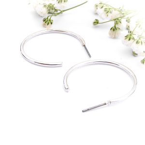 30mm Silver Posted Hoop Earrings