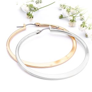 44mm Silver / Gold Click Hoop Earrings