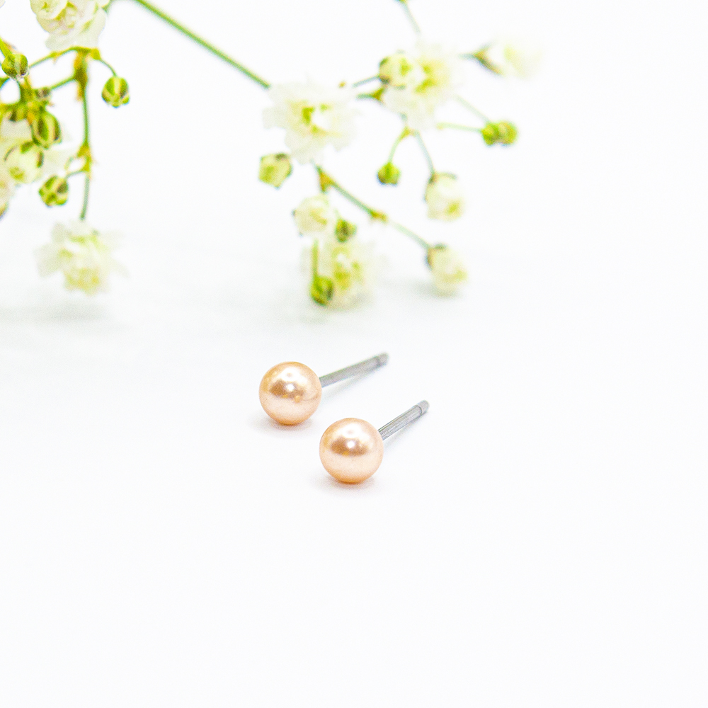 4mm Small Baby Pink Pearl Earrings - 4mm Baby Pink Pearl Stud Earrings ES319 2