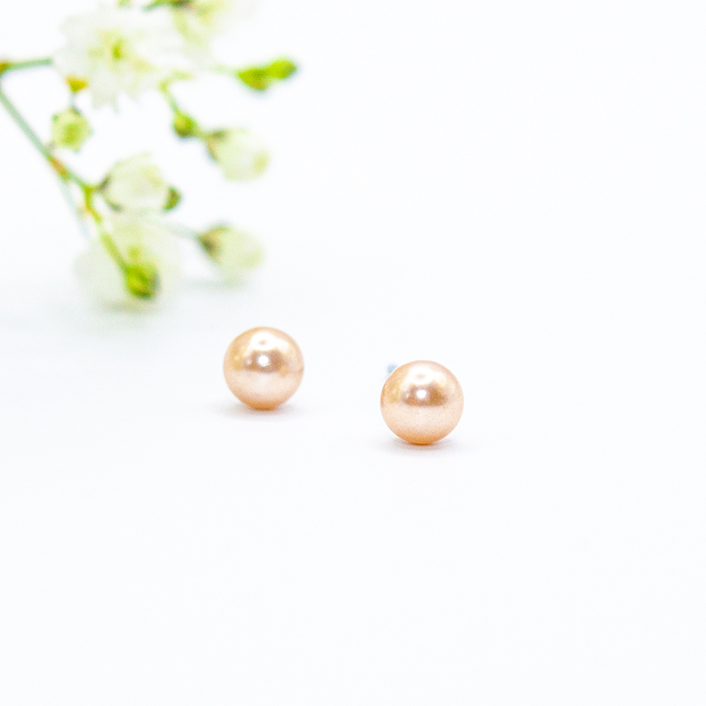4mm Small Baby Pink Pearl Earrings - 4mm Baby Pink Pearl Stud Earrings ES319
