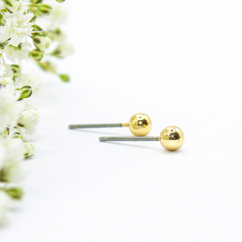 Multipack of Gold Ball Stud Earrings - 4mm Gold Ball Studs ES30 2 1