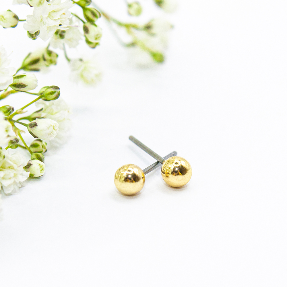 Multipack of Gold Ball Stud Earrings - 4mm Gold Ball Studs ES30