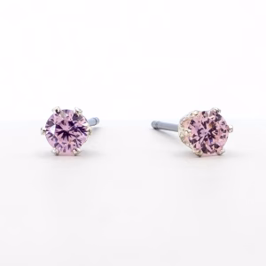 Lilac Cubic Zirconia Stud Earrings - 4mm