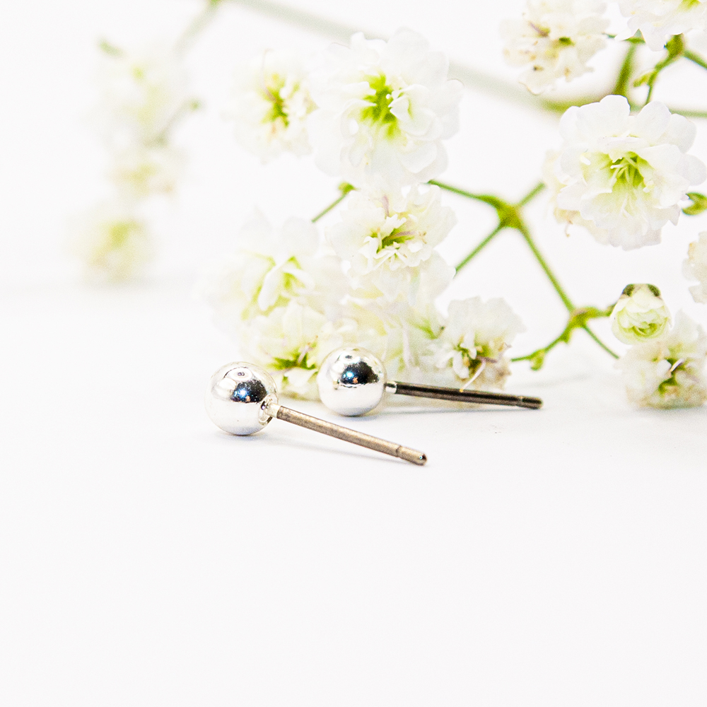 4mm Silver / Gold Ball Stud Earrings - 4mm Silver Ball Studs ES32 3