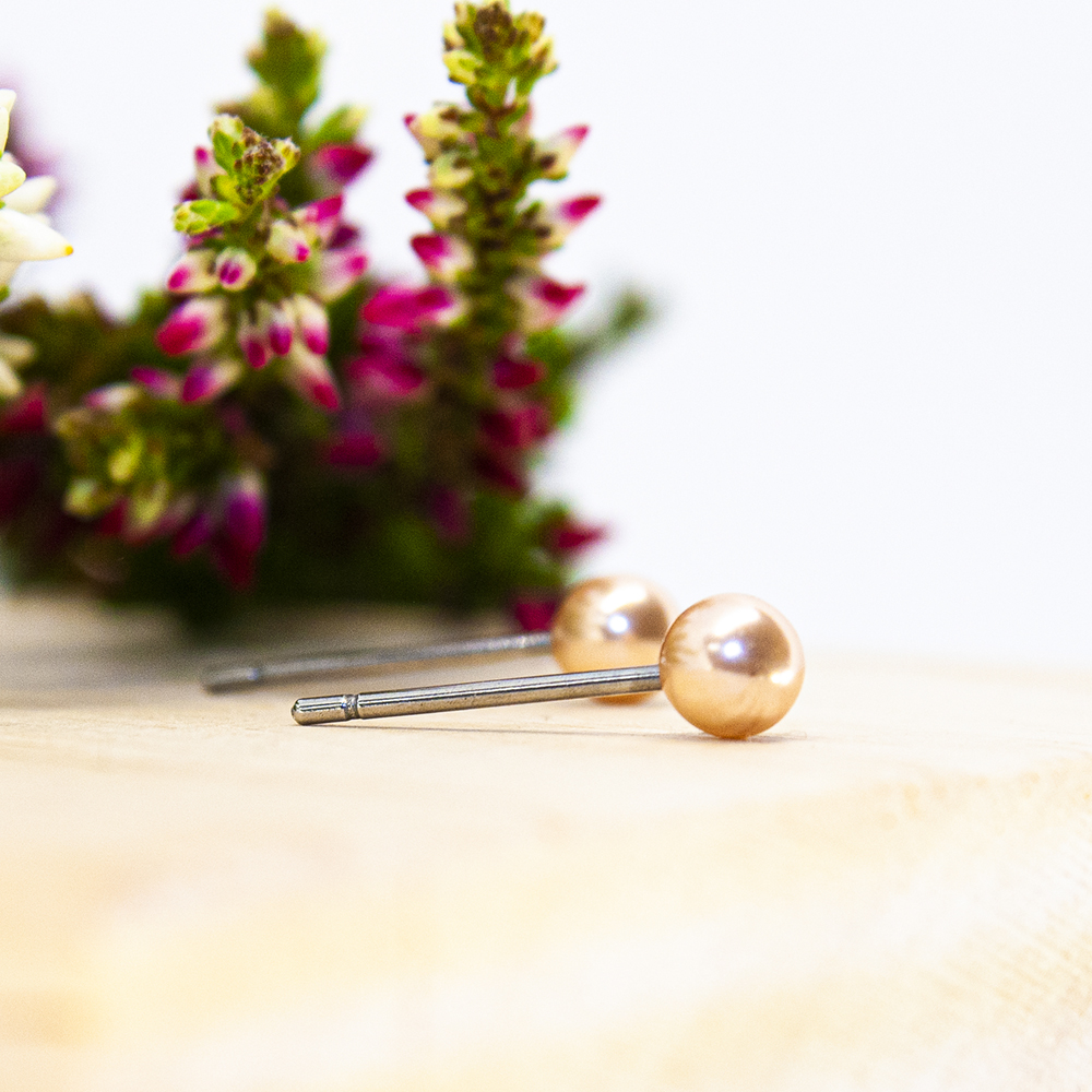 4mm Small Baby Pink Pearl Earrings - 4mm Small Baby Pink Pearl Earrings ES319 3