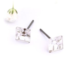 Small Square Crystal Stud Earrings