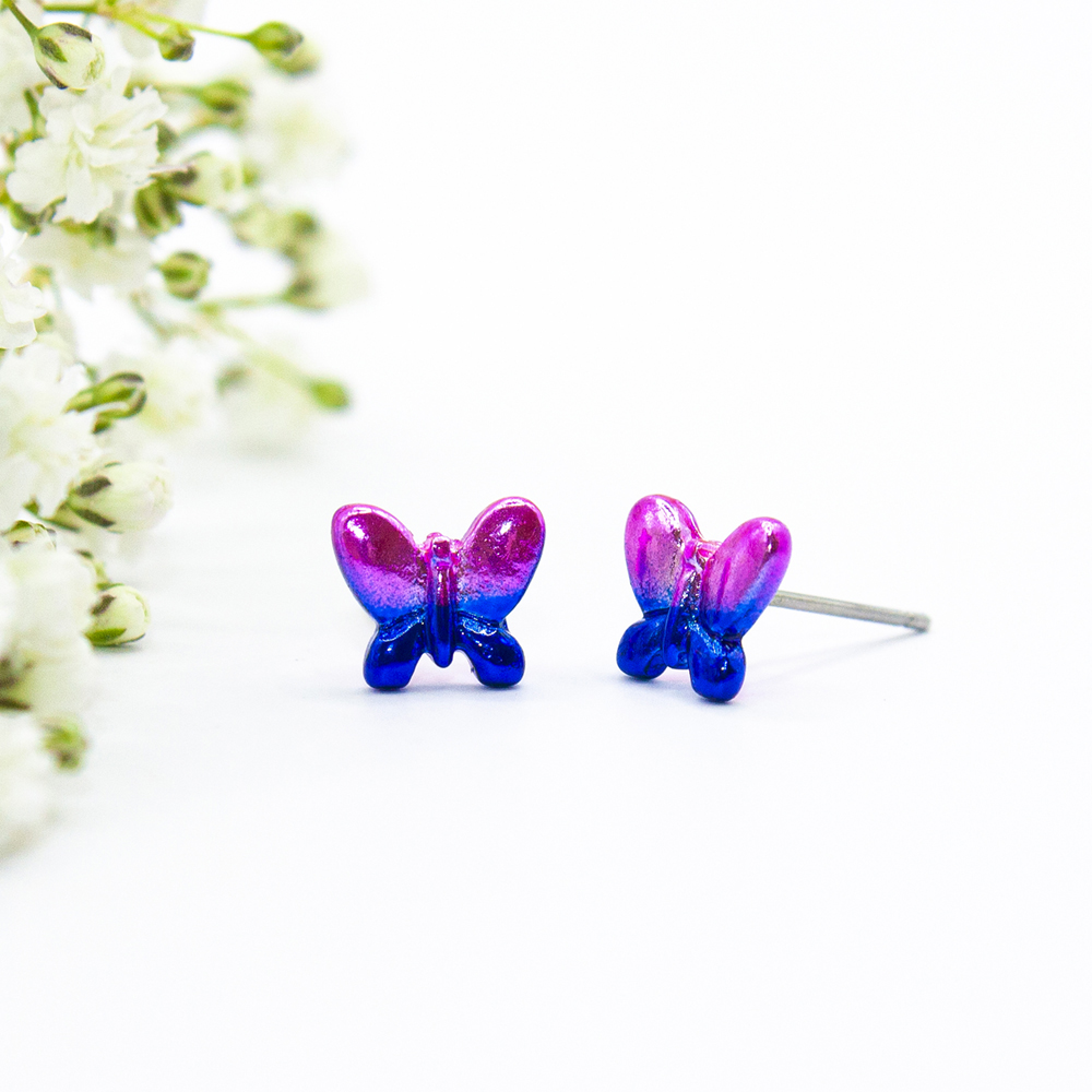 Butterfly Stud Earrings Multicoloured - Butterfly Stud Earrings Multicoloured ES78 1