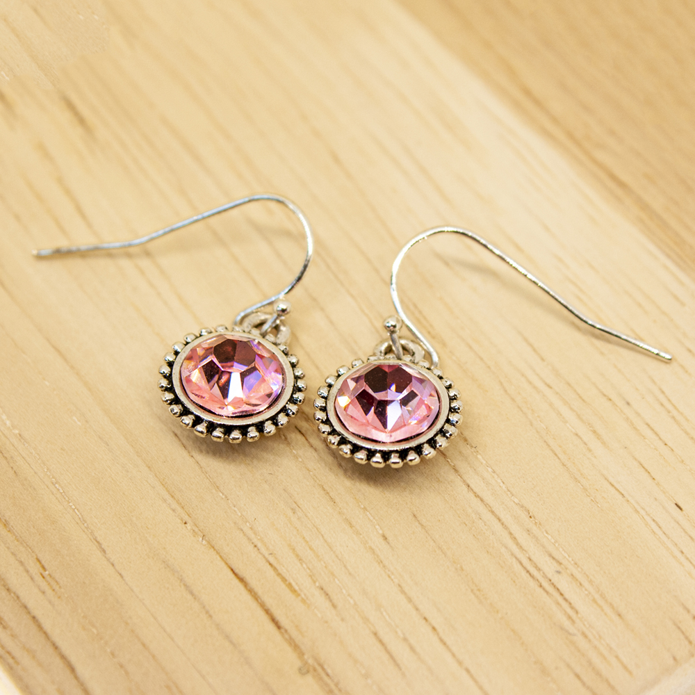 Cubic Zirconia Plum / Pink Drop Earrings - CZ229 Cubic Zirconia Coloured Drop Earrings 1