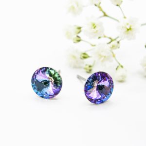 10mm Purple Crystal Stud Earrings