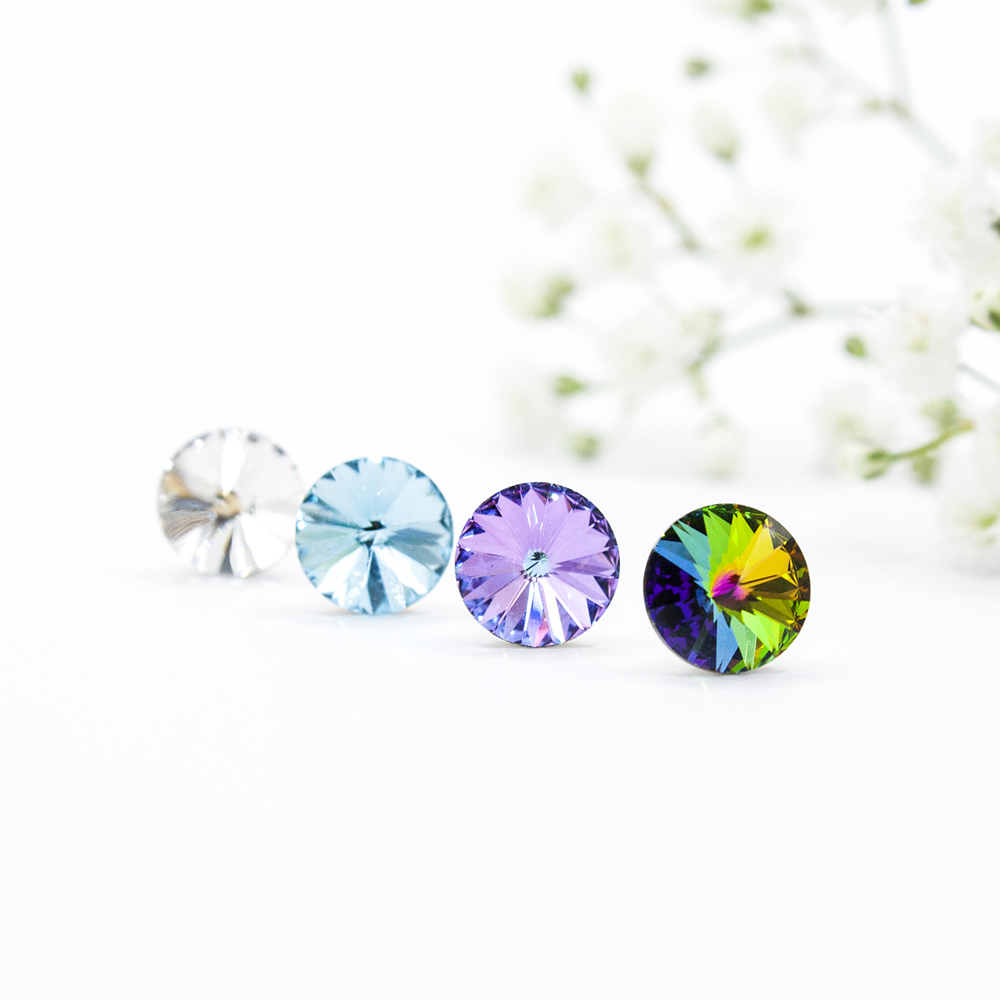 Coloured Crystal Stud Earrings - 4 Colour Options - Coloured Crystal Stud Earrings – 4 Colour Options