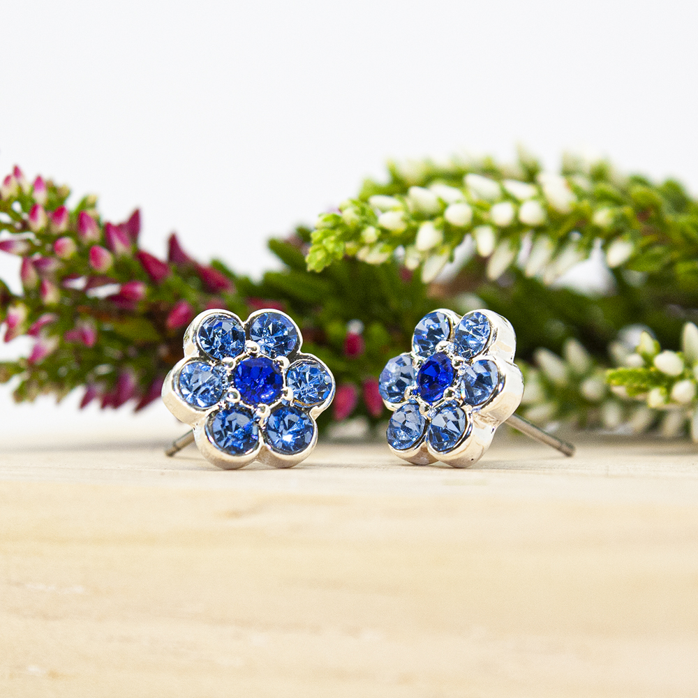 Crystal Flower Stud Earrings - 3 Colour Options - Crystal Flower Stud Earrings ES17 1
