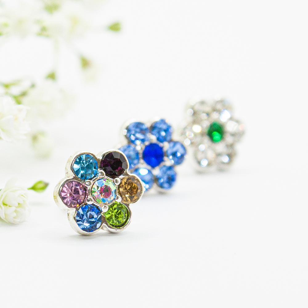 Crystal Flower Stud Earrings - 3 Colour Options - Crystal Flower Stud Earrings – 3 Colour Options