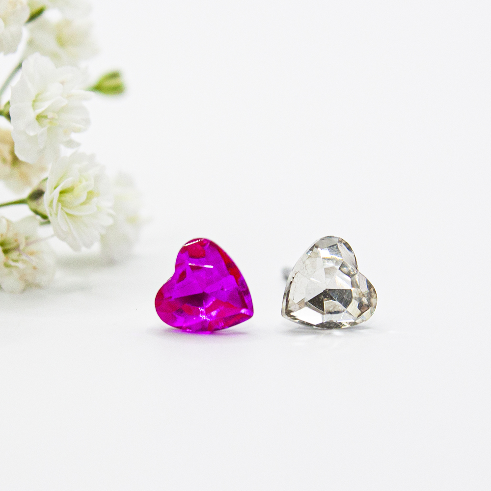Crystal Heart Earrings - Pink / Clear - Crystal Heart Earrings – Pink Clear 2