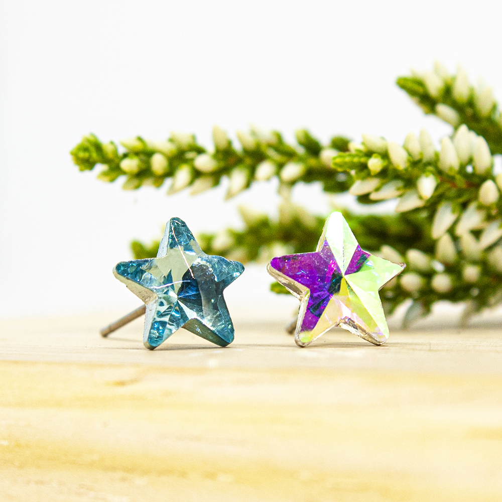 Crystal Star Stud Earrings - 2 Colour Options - Crystal Star Stud Earrings ES73 ES75 2