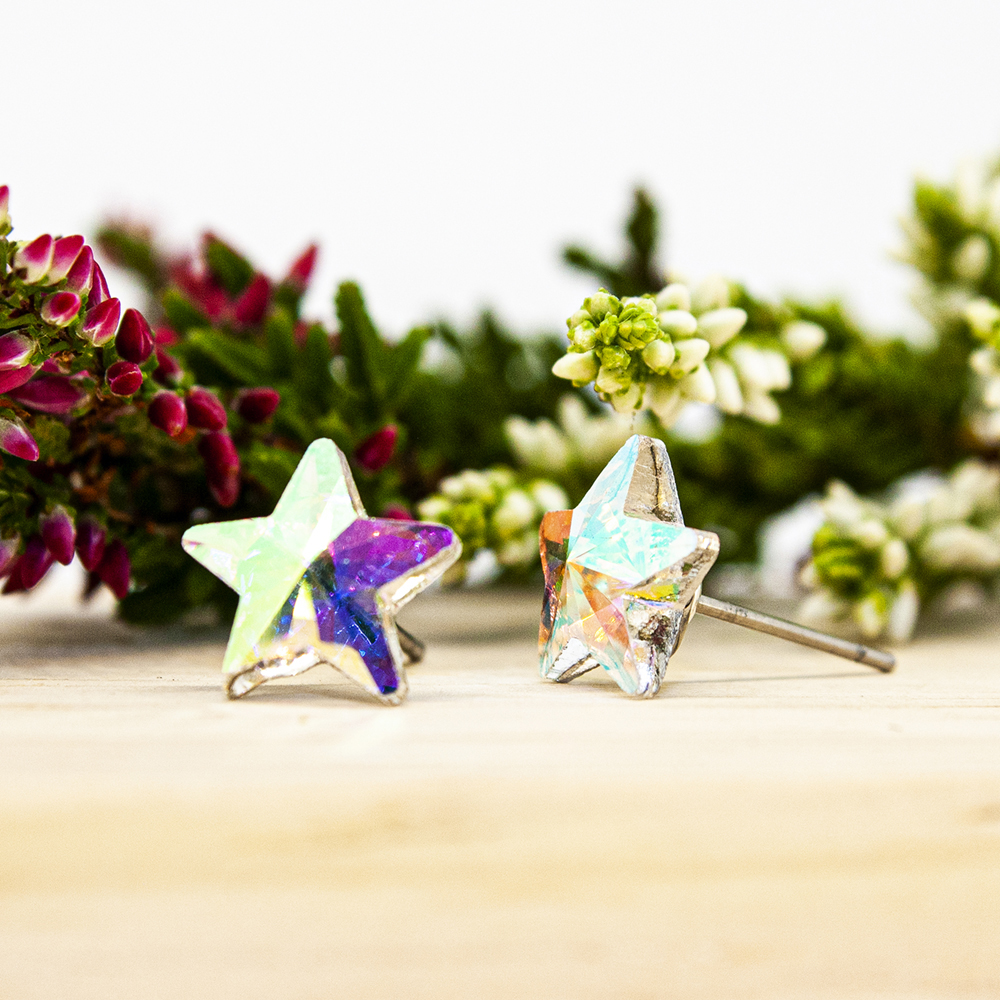 Crystal Star Stud Earrings - 2 Colour Options - Crystal Star Stud Earrings ES75 1