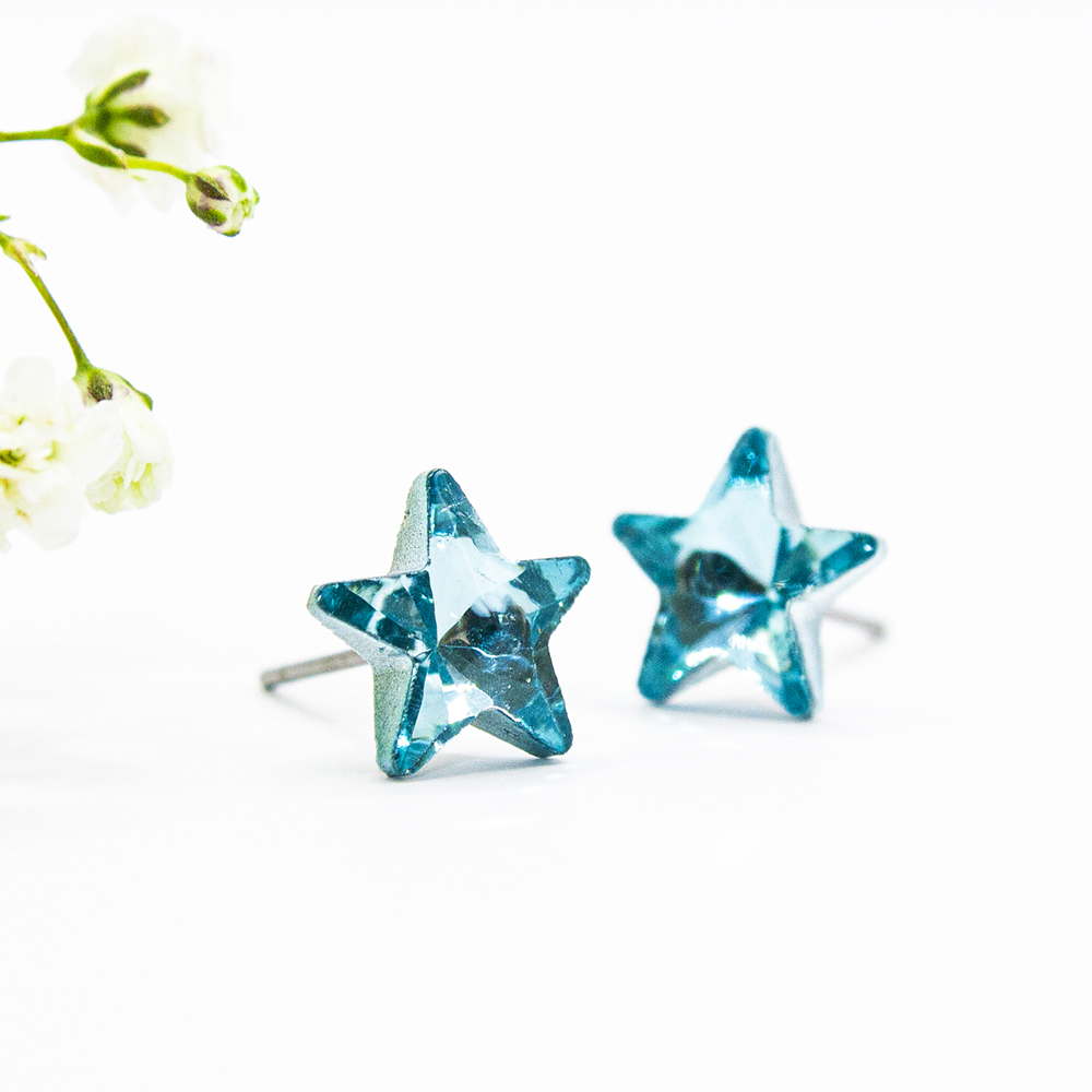 Crystal Star Stud Earrings - 2 Colour Options - Crystal Star Stud Earrings Turquoise ES73 2