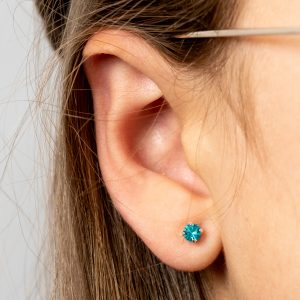 4mm Blue Topaz Stud Earrings