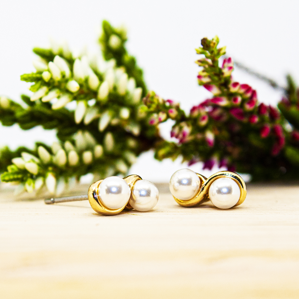 Double Pearl Earrings - Double Pearl Earrings ES48 1