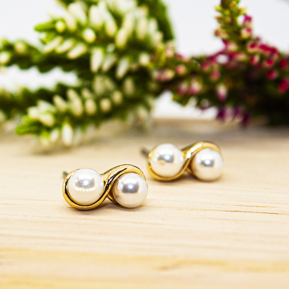 Double Pearl Earrings - Double Pearl Earrings ES48 3