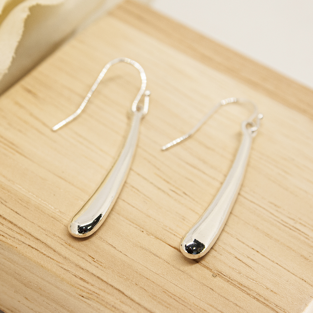 Gold / Silver Drop Bar Earrings - ES102 Silver Drop Bar Earrings 2