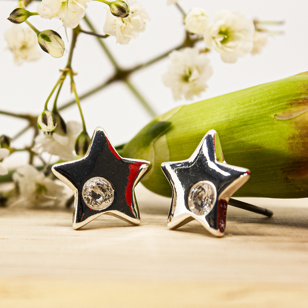 Silver Star Earrings - ES14 Silver Star Earrings 1