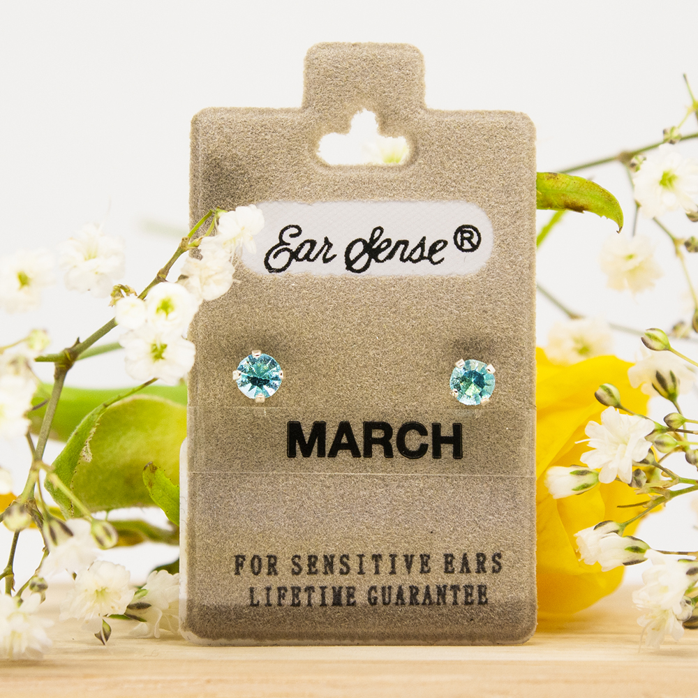 March Birthstone Earrings - ES3 March Birthstone Card