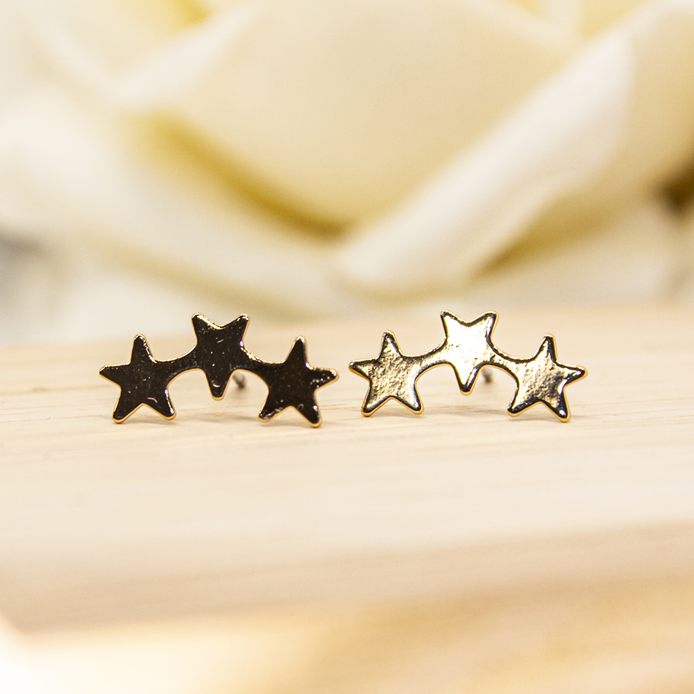 Gold / Silver Star Stud Earrings - ES57 Gold Star Stud Earrings 2