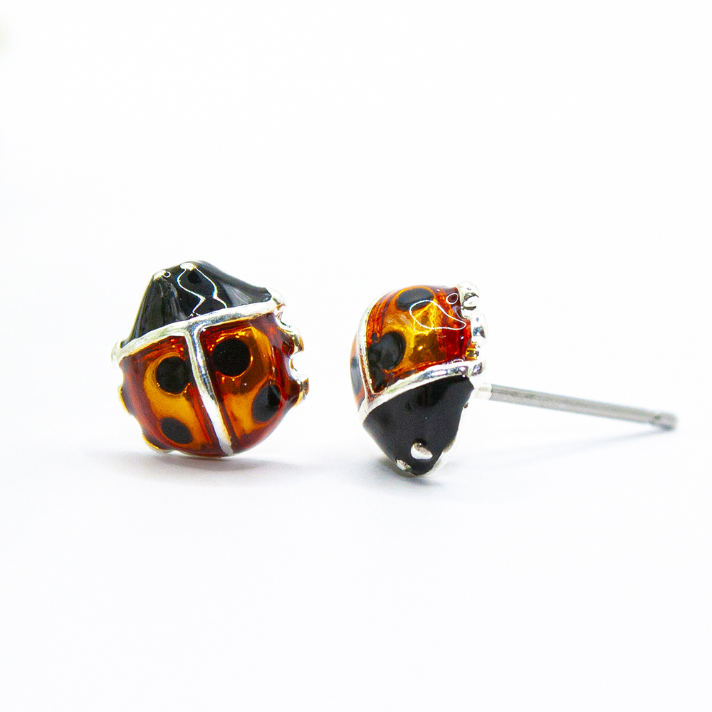 Ladybird Stud Earrings - Enamel Ladybird Stud Earrings ES34 1