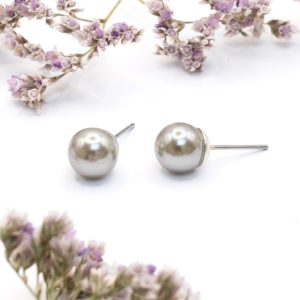 8mm Grey Pearl Earrings