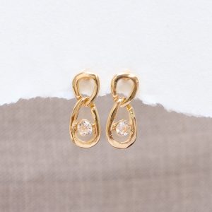 Gold / Silver Looped Earrings with Crystal Insert