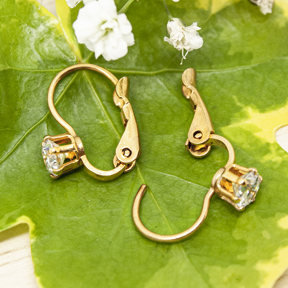 Gold Cubic Zirconia Hoop Earrings - Gold Cubic Zirconia Hoop Earrings ES320 2