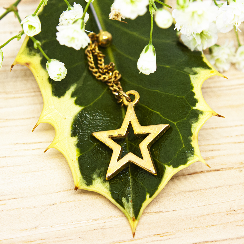 Silver / Gold Star Drop Earrings - Gold Drop Chain with Star ES324