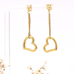 Gold Heart Drop Earrings