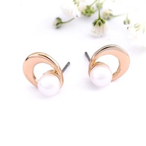 Gold Half Moon Pearl Earrings