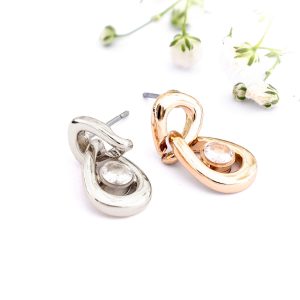 Gold / Silver Looped Earrings with Crystal Insert