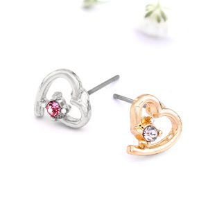 Gold / Silver Open Heart Crystal Earrings
