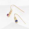 Gold and Cerise Pink / Navy Drop Earrings