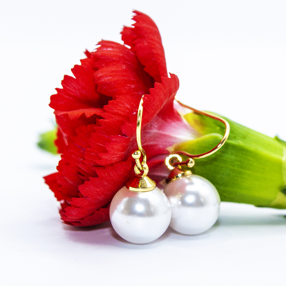 Gold and Pearl / Silver and Pearl Drop Earrings - Gold and Pearl Drop Earrings ES55 1
