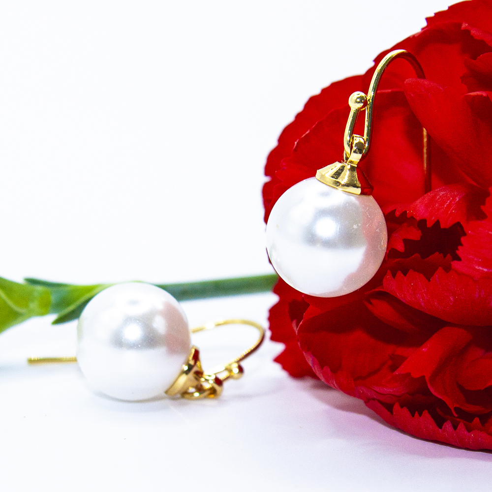 Gold and Pearl / Silver and Pearl Drop Earrings - Gold and Pearl Drop Earrings ES55 2