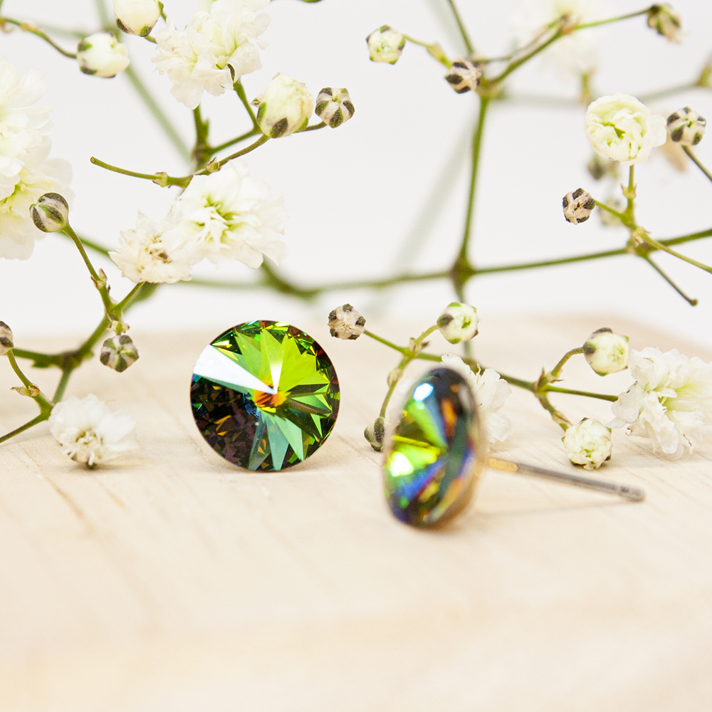 Coloured Crystal Stud Earrings - 4 Colour Options - IMG 0552