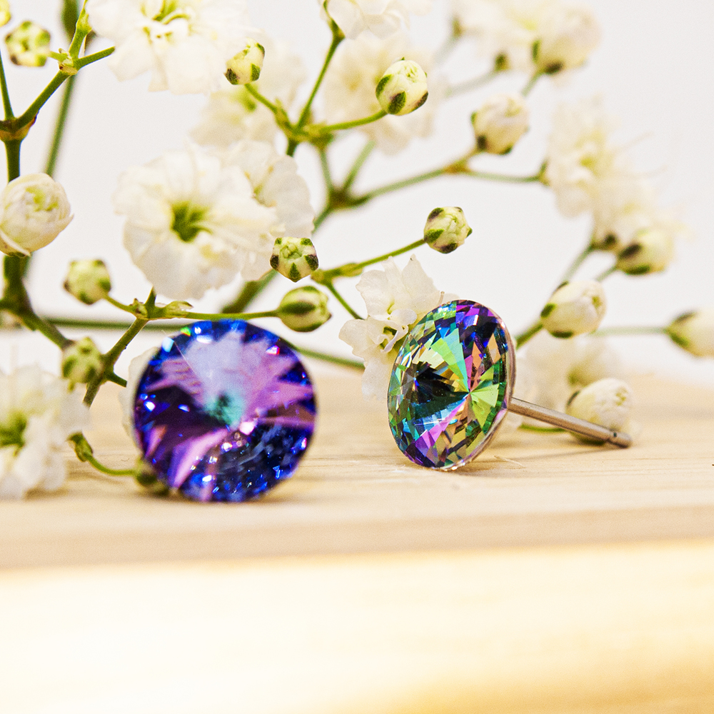 Coloured Crystal Stud Earrings - 4 Colour Options - IMG 0680