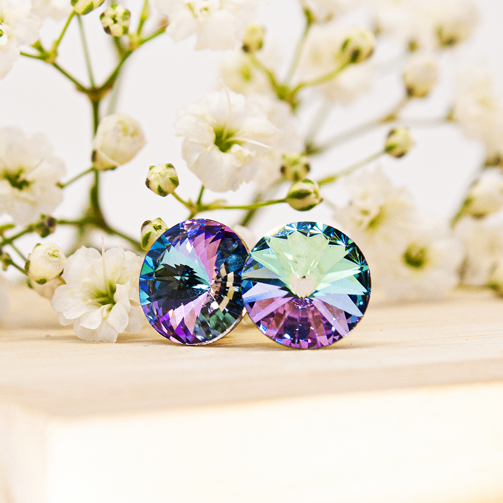 Coloured Crystal Stud Earrings - 4 Colour Options - IMG 0682