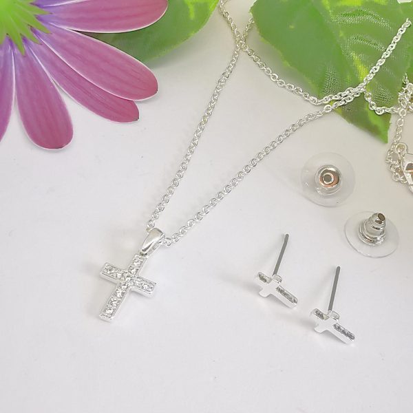 Silver CZ Cross Necklace Set - IMG 20210702 130258 edit 96501827864438 scaled 1
