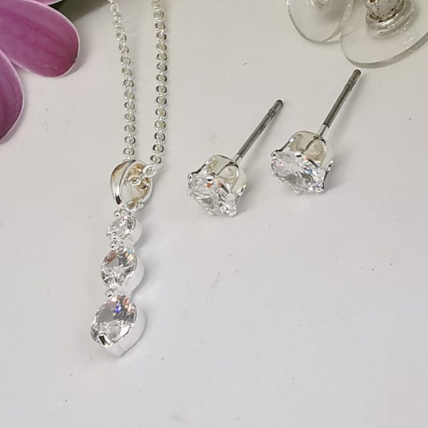 Silver 3 CZ Drop Necklace Set - IMG 20210702 141215 edit 100216435484705 scaled 1