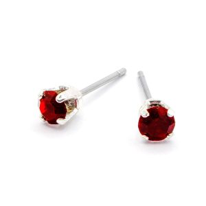 4mm Deep Berry Crystal Stud Earrings