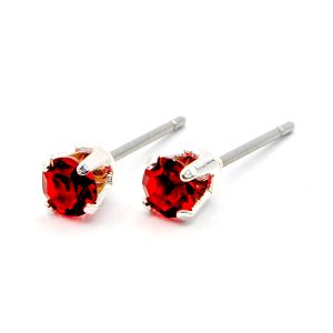 4mm Ruby Red Stud Earrings