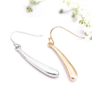 Minimalist Gold and Silver Drop Bar Earrings